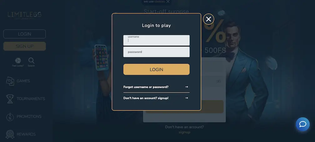 Limitless casino login 