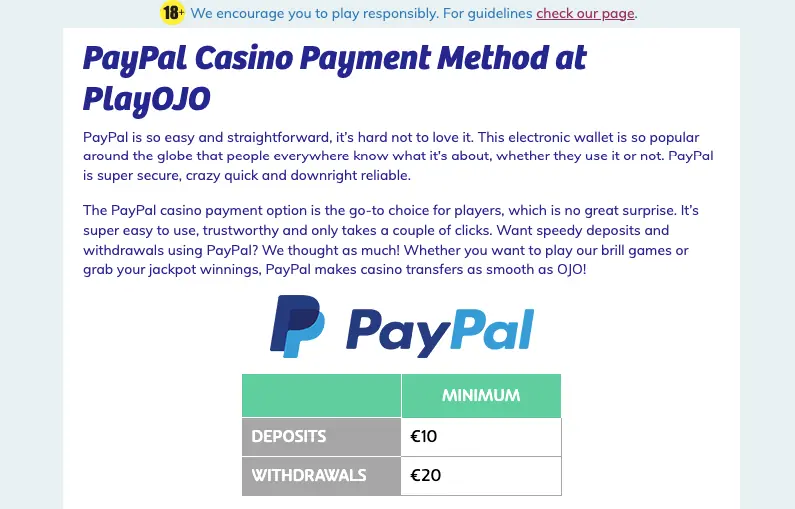 paypal ar Playojo 