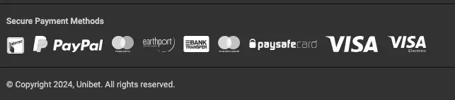 paypal as payment method on Unibet